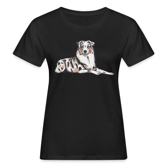 Frauen Bio T-Shirt "Australischer Schäferhund" - Schwarz