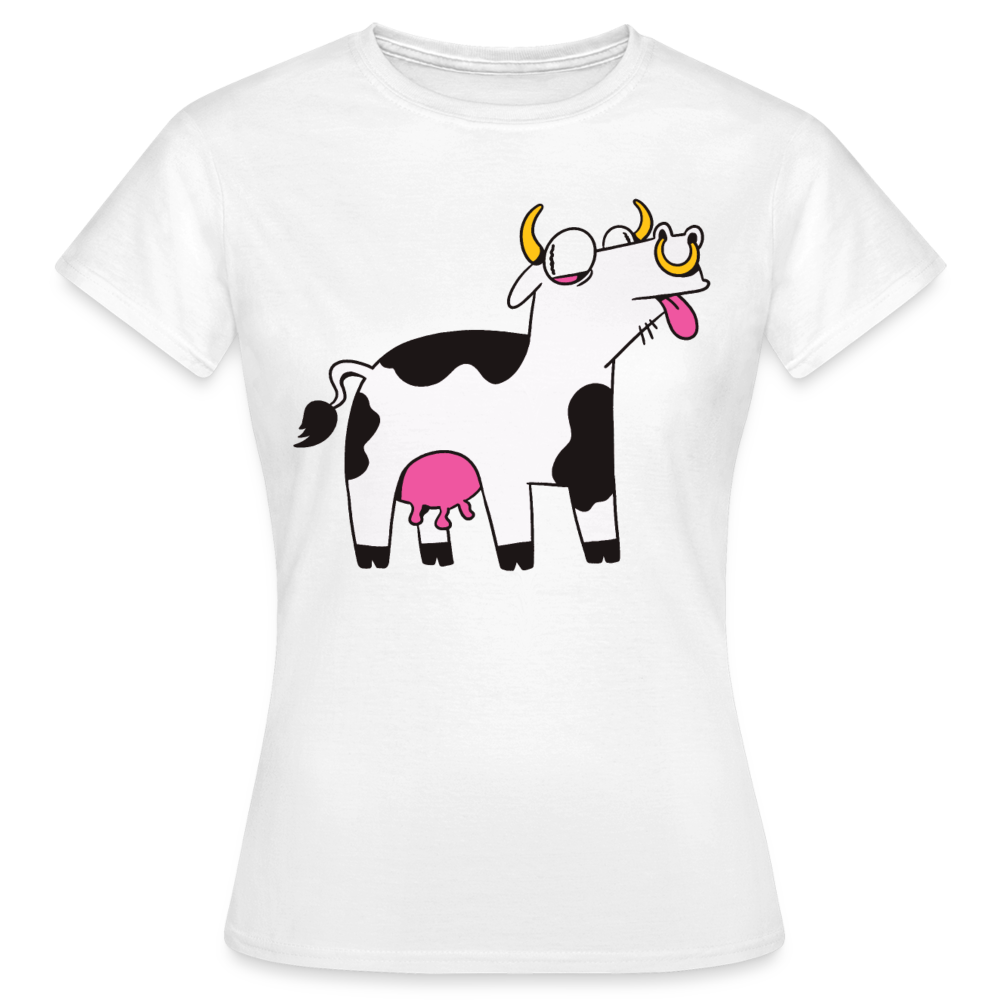 Frauen T-Shirt "Kuh mit lustigem Gesichtsausdruck" - weiß