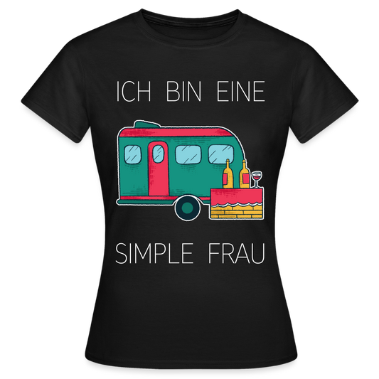 Frauen T-Shirt "Wein und Camping" - Schwarz