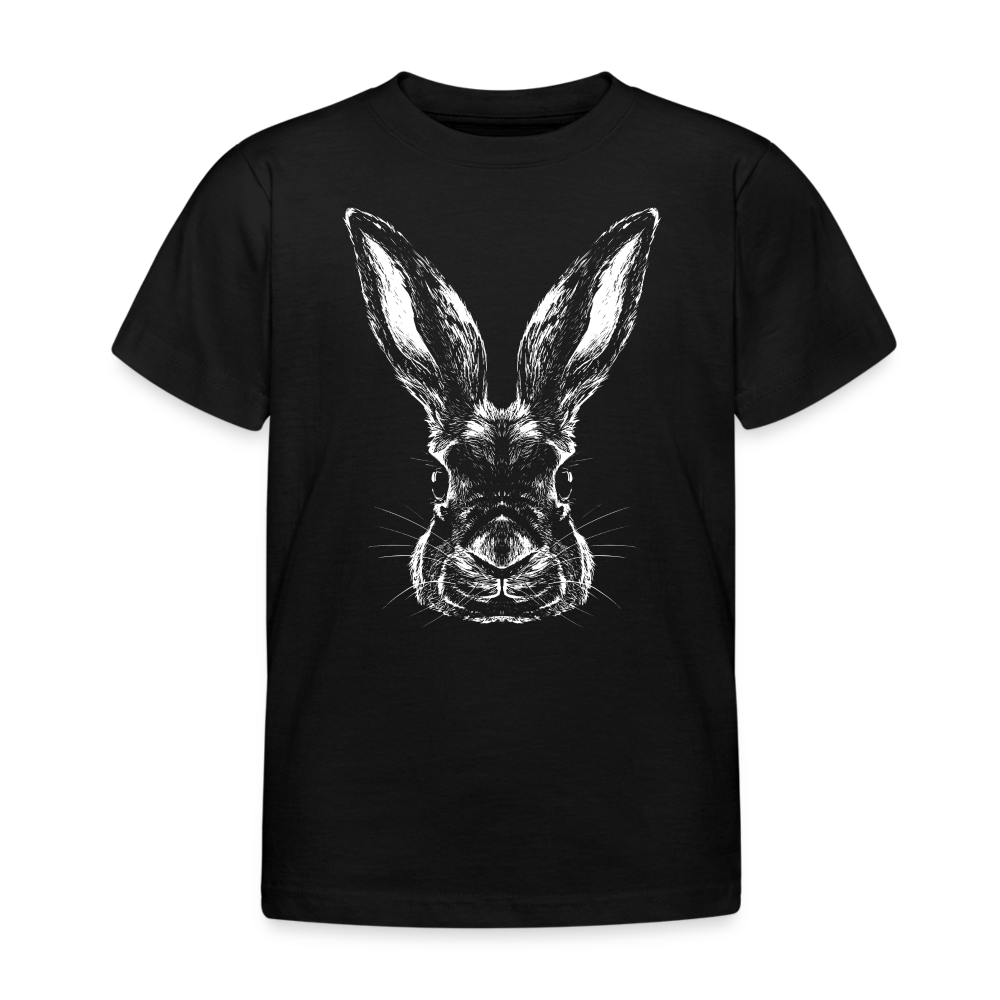 Kinder T-Shirt "Realistischer Hase" - Schwarz