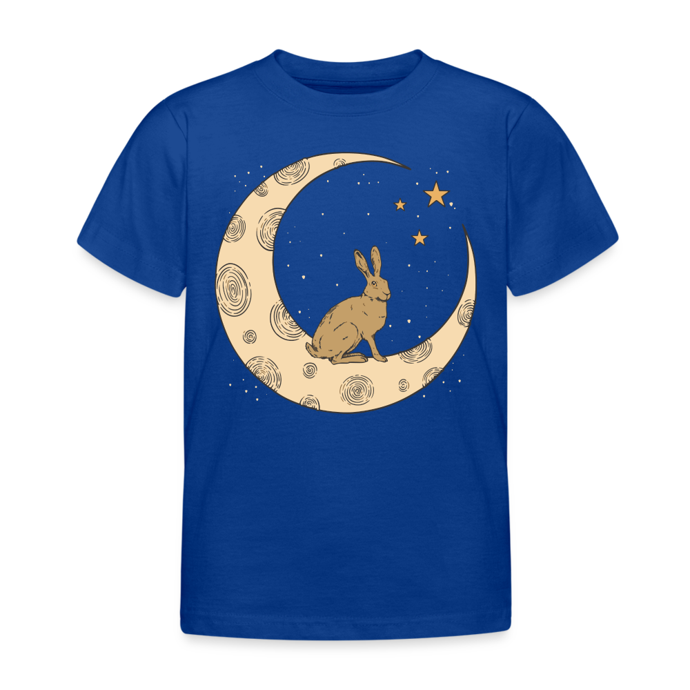 Kinder T-Shirt "Hase auf dem Mond" - Royalblau