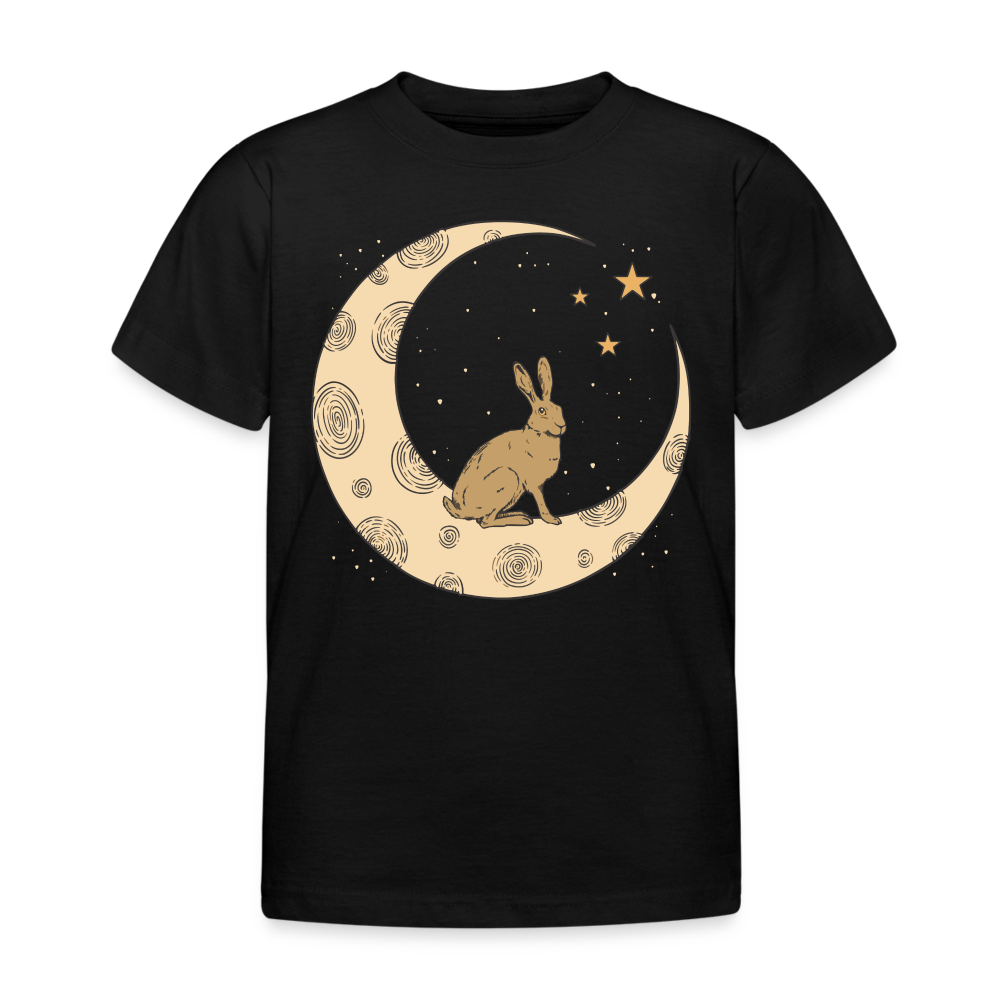 Kinder T-Shirt "Hase auf dem Mond" - Schwarz