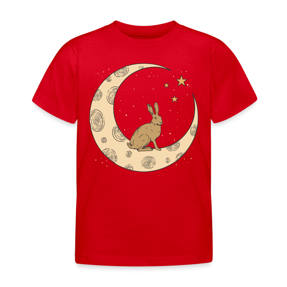 Kinder T-Shirt "Hase auf dem Mond" - Rot