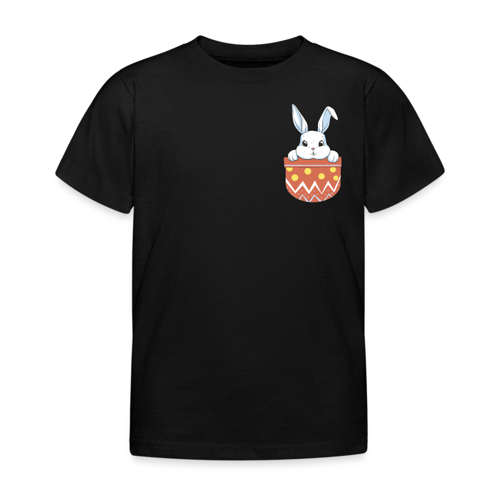 Kinder T-Shirt "Hase in Brusttaschen-Optik" - Schwarz