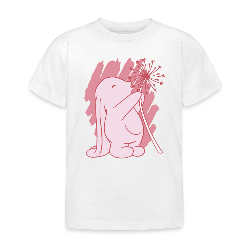 Kinder T-Shirt "Hase mit Löwenzahn" - weiß