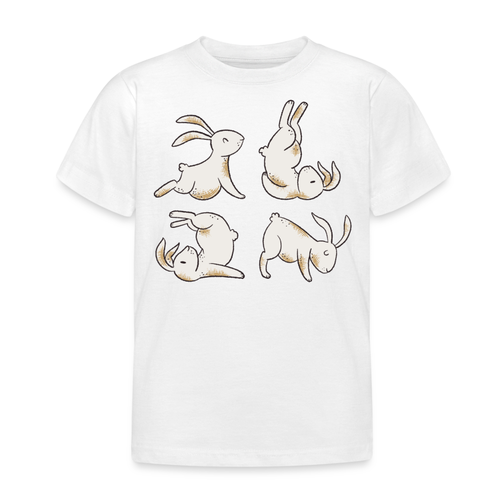 Kinder T-Shirt "Hase macht Yoga" - weiß