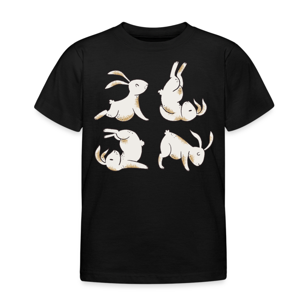 Kinder T-Shirt "Hase macht Yoga" - Schwarz