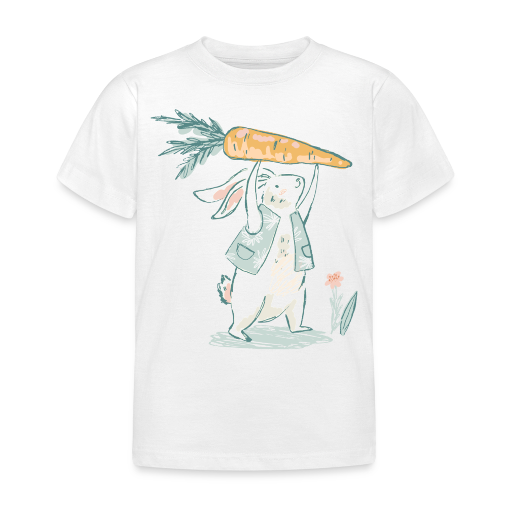 Kinder T-Shirt "Hase mit Karotte" - weiß