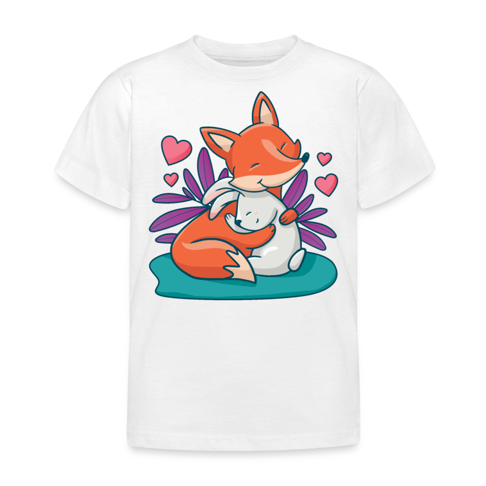 Kinder T-Shirt "Fuchs und Hase mit Herzen" - weiß