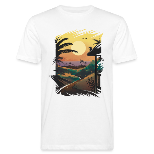 Männer Bio T-Shirt "Tropische Landschaft" - weiß