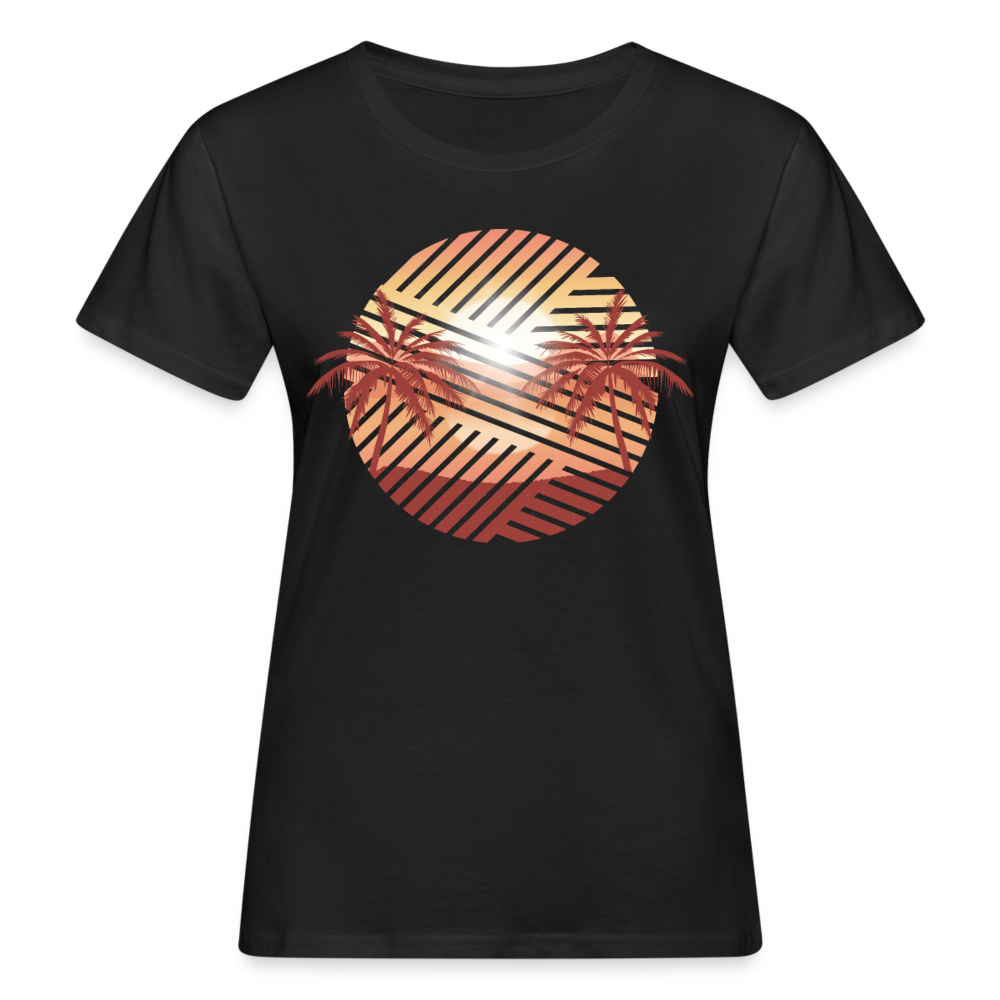 Frauen Bio T-Shirt "Sonne und Palmen" - Schwarz