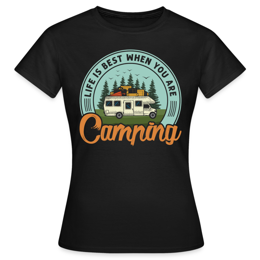 Frauen T-Shirt "Life is best when you you are camping" - Schwarz