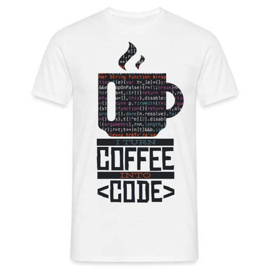 Männer T-Shirt "I turn coffee into code" - weiß
