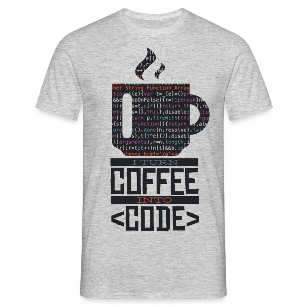 Männer T-Shirt "I turn coffee into code" - Grau meliert