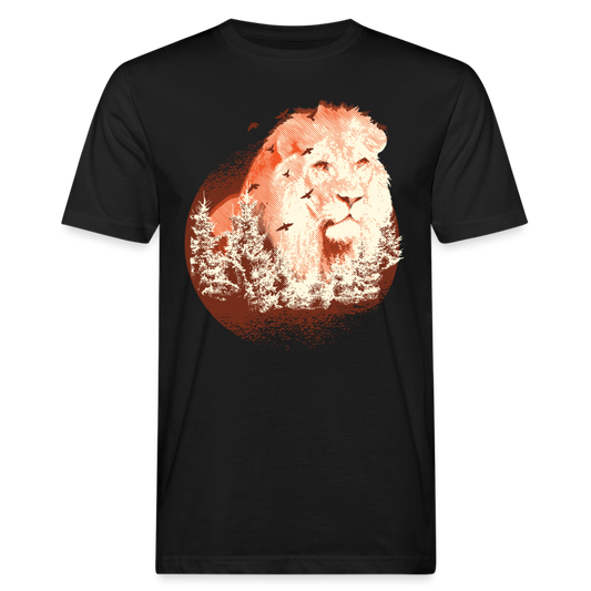 Männer Bio T-Shirt "Löwe im Wald" - Schwarz