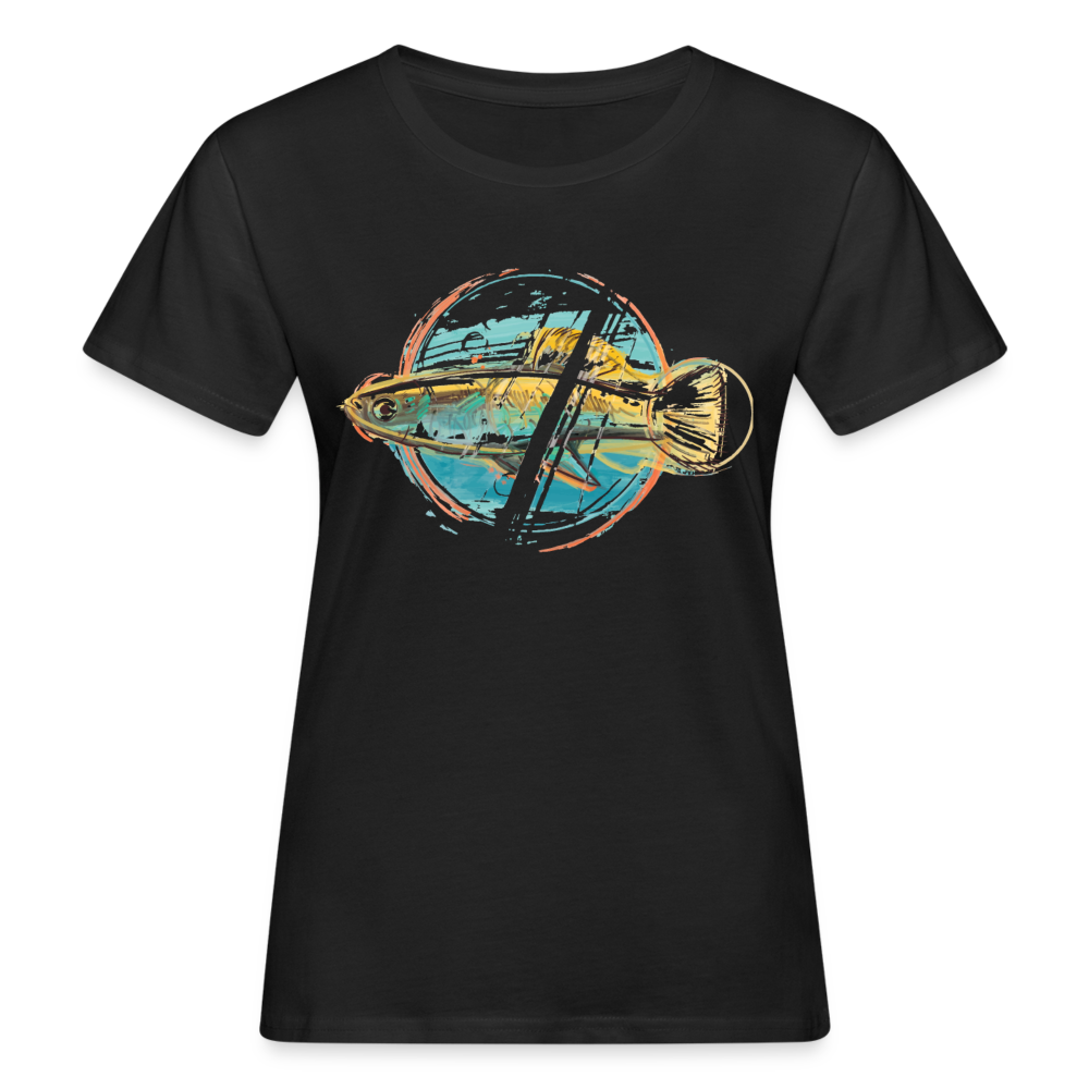 Frauen Bio T-Shirt "Fisch im Wasserfarben-Stil" - Schwarz