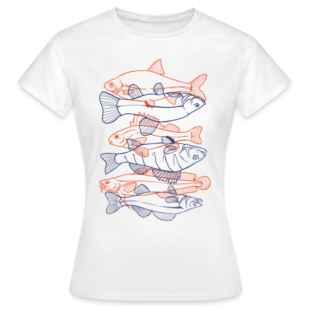 Frauen T-Shirt "Mehrere Fische" - weiß