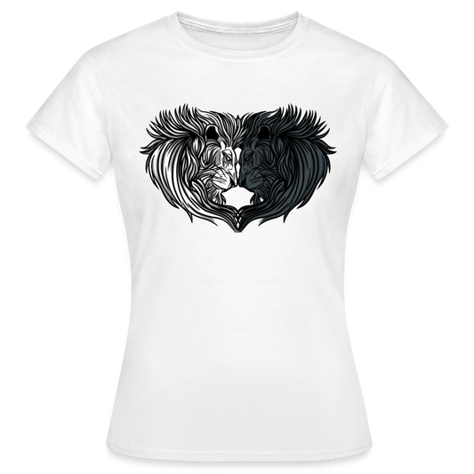 Frauen T-Shirt "2 Löwen als Herz" - weiß