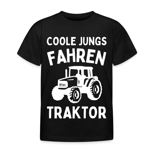 Kinder T-Shirt "Coole Jungs fahren Traktor" - Schwarz