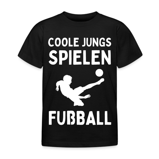 Kinder T-Shirt "Coole Jungs spielen Fußball" - Schwarz