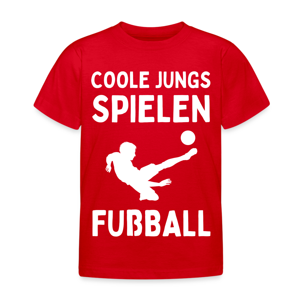 Kinder T-Shirt "Coole Jungs spielen Fußball" - Rot