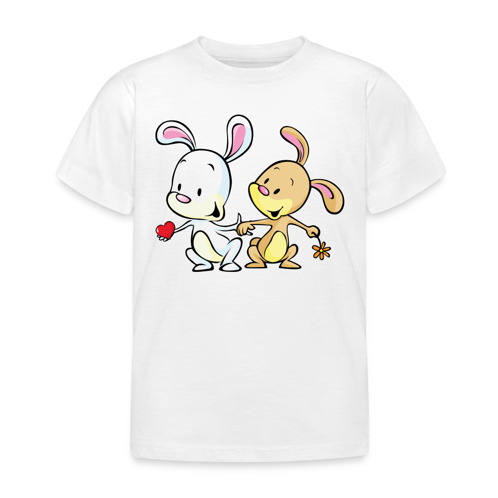 Kinder T-Shirt "Zwei niedliche Hasen" - weiß