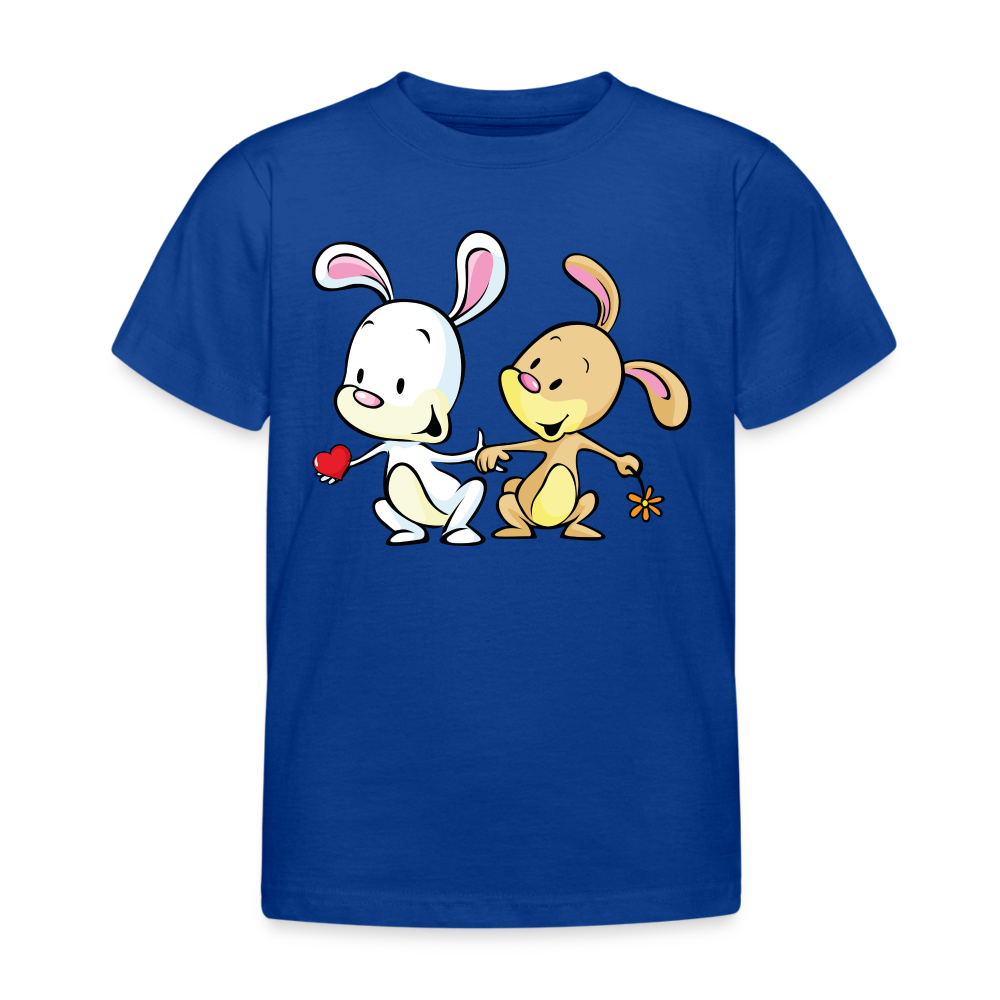 Kinder T-Shirt "Zwei niedliche Hasen" - Royalblau