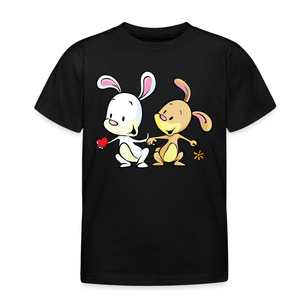 Kinder T-Shirt "Zwei niedliche Hasen" - Schwarz