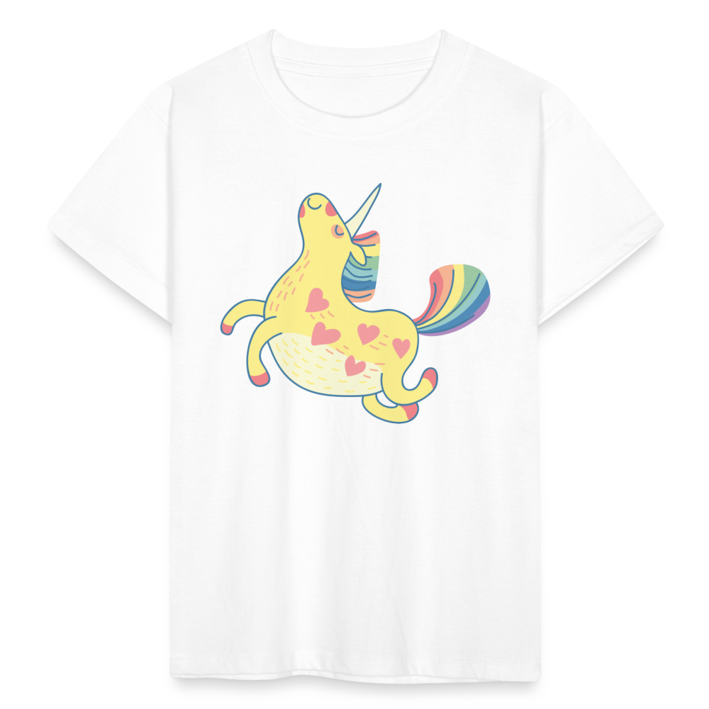 Kinder T-Shirt "Einhorn mit Herzen" - weiß