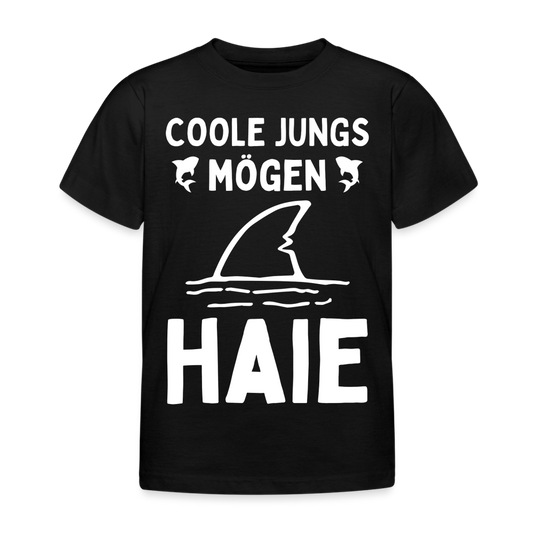 Kinder T-Shirt "Coole Jungs mögen Haie" - Schwarz