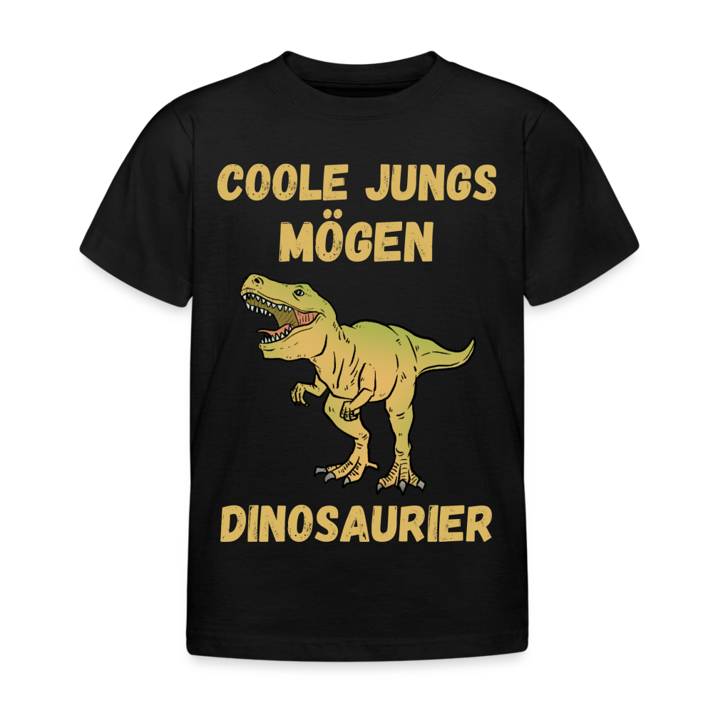 Kinder T-Shirt "Coole Jungs mögen Dinosaurier" - Schwarz