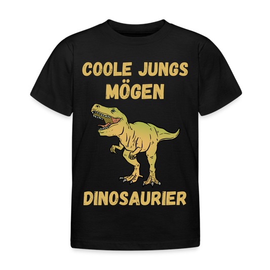 Kinder T-Shirt "Coole Jungs mögen Dinosaurier" - Schwarz
