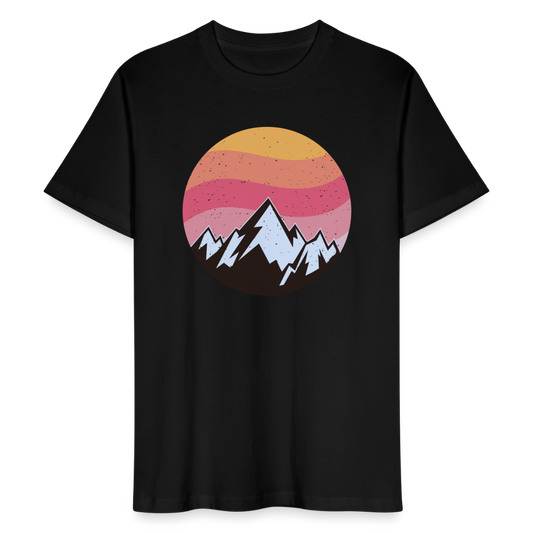 Männer Bio-T-Shirt "Berge im Retro-Sonnenuntergang" - Schwarz