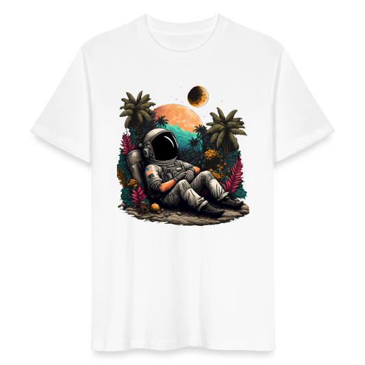 Männer Bio-T-Shirt "Astronaut entspannt bei den Palmen" - weiß