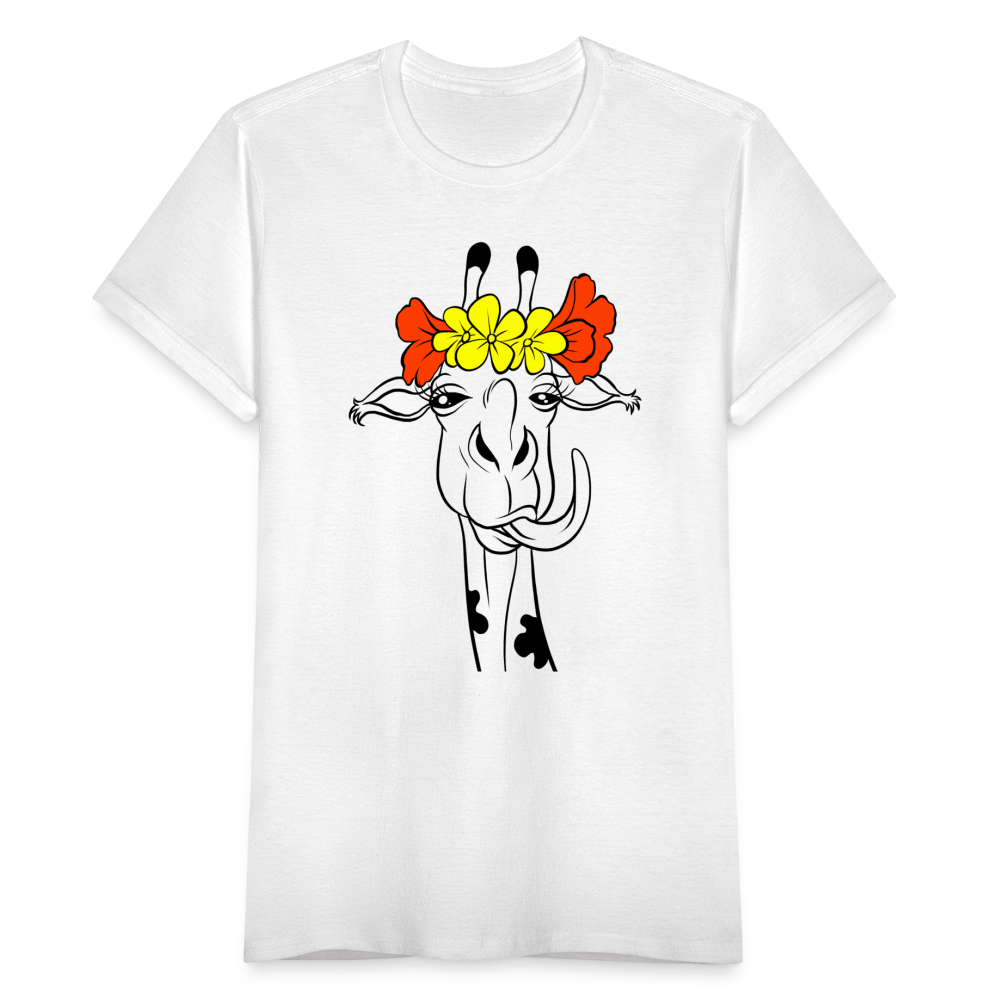 Frauen T-Shirt "Witzige Giraffe" - weiß