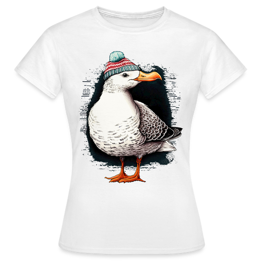 Frauen T-Shirt "Möwe mit Mütze" - weiß