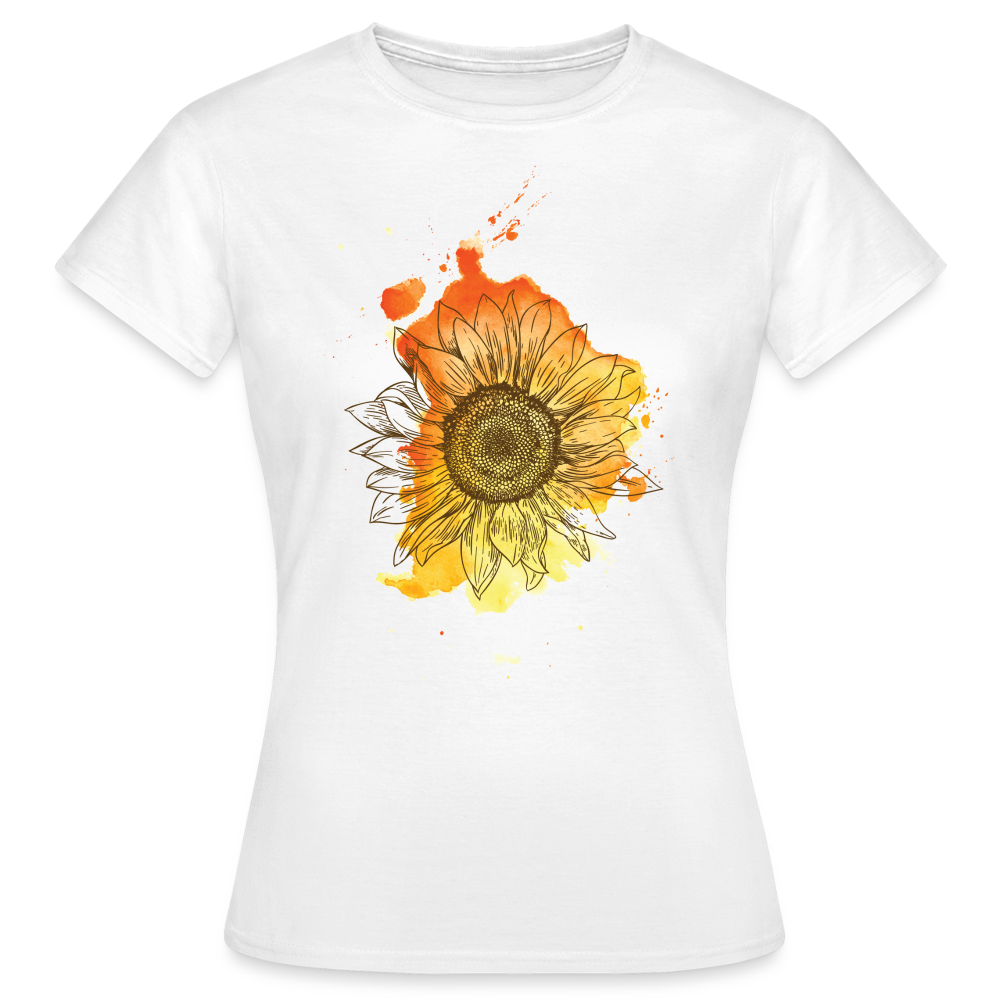 Frauen T-Shirt "Sonnenblumen-Muster" - weiß
