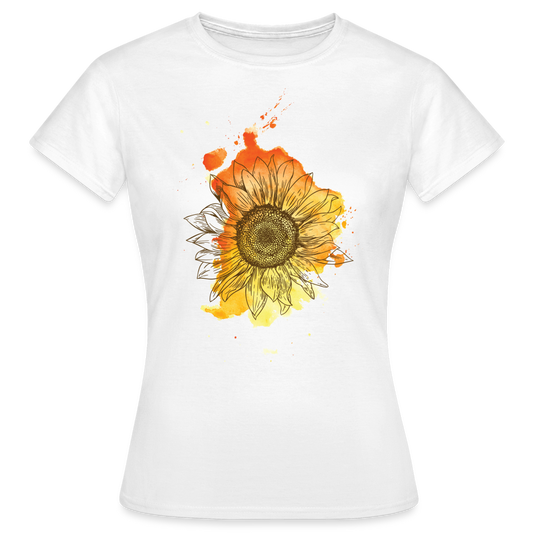 Frauen T-Shirt "Sonnenblumen-Muster" - weiß
