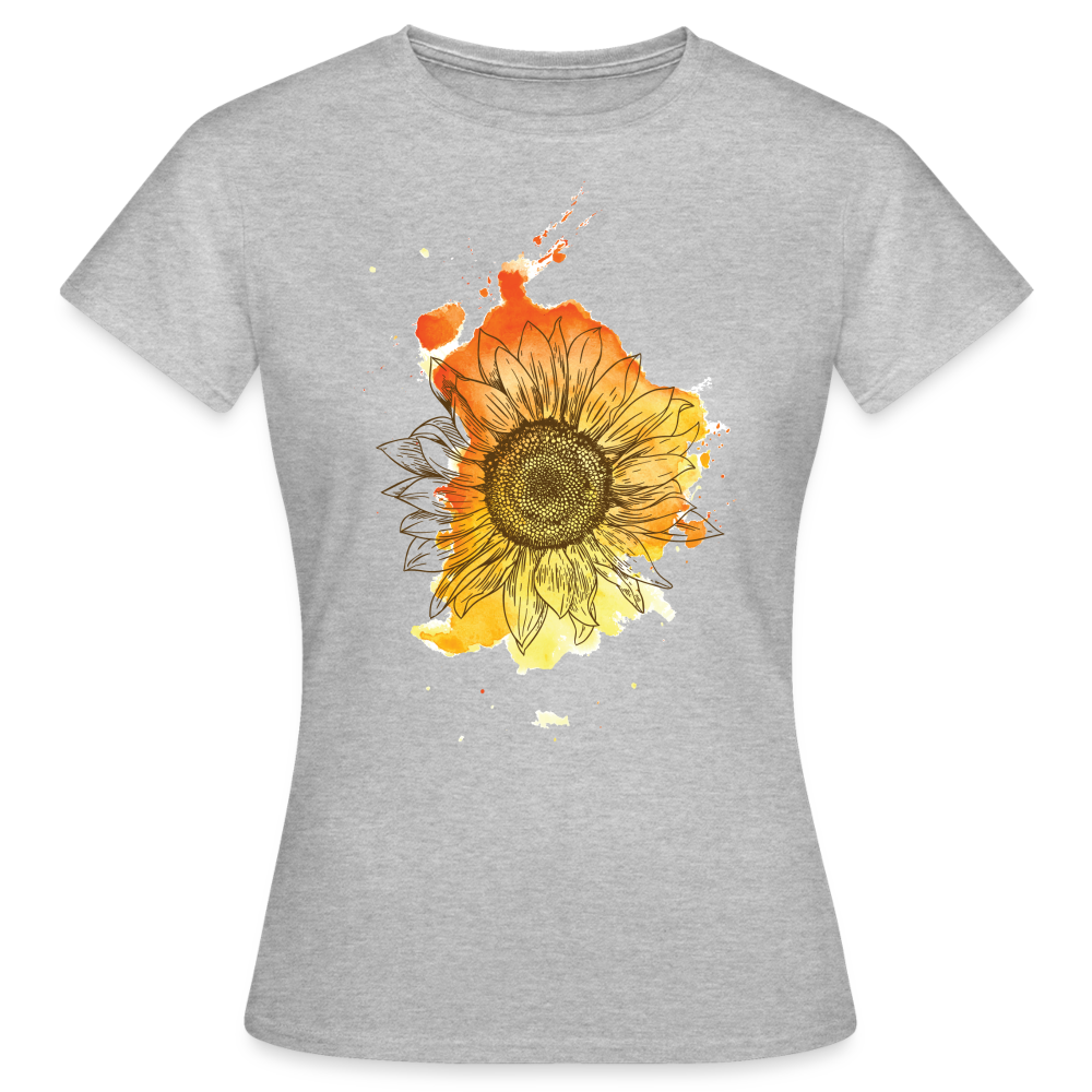 Frauen T-Shirt "Sonnenblumen-Muster" - Grau meliert