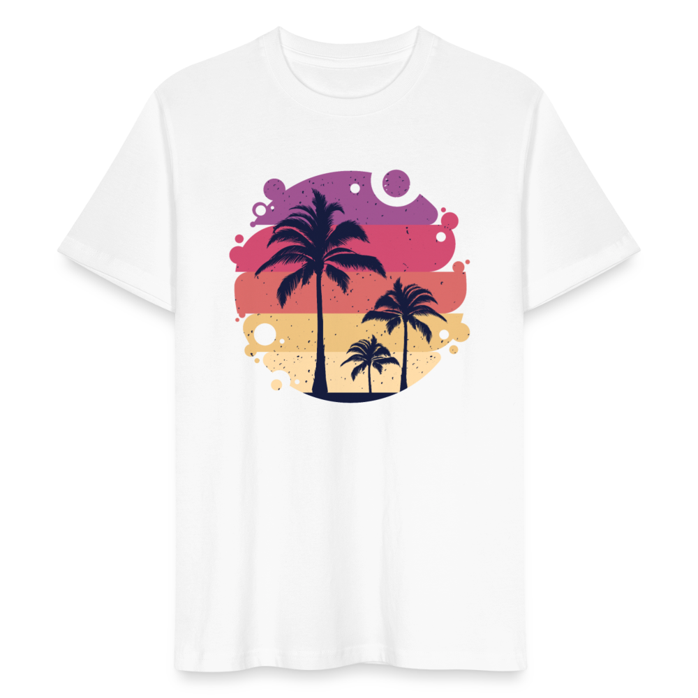 Männer Bio T-Shirt "Farbenfrohes Palmenmotiv" - weiß