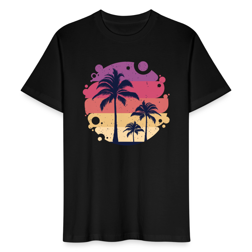 Männer Bio T-Shirt "Farbenfrohes Palmenmotiv" - Schwarz