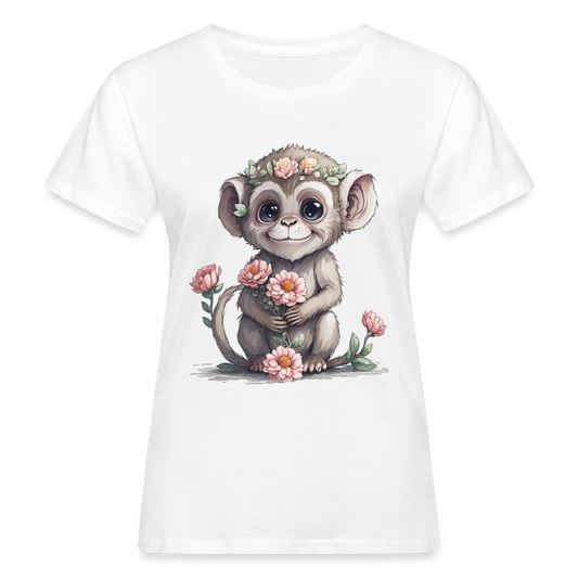 Frauen Bio-T-Shirt "Glücklicher Affe" - weiß
