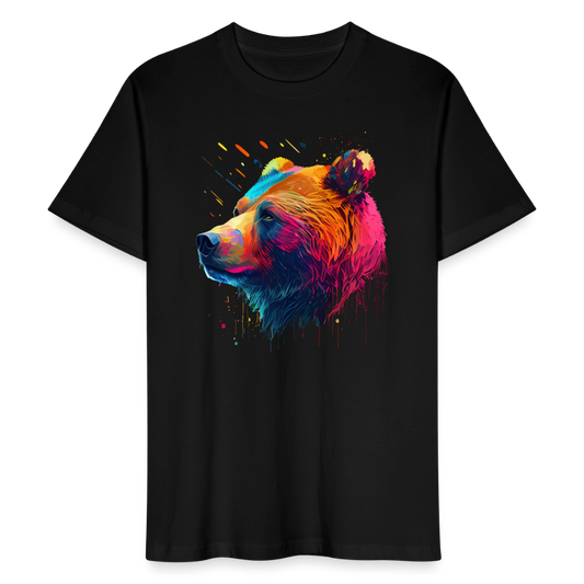Männer Bio-T-Shirt "Farbenfroher Bär" - Schwarz
