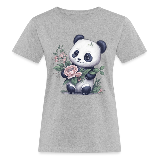 Frauen Bio-T-Shirt "Pandabär im Wasserfarben-Stil" - Grau meliert