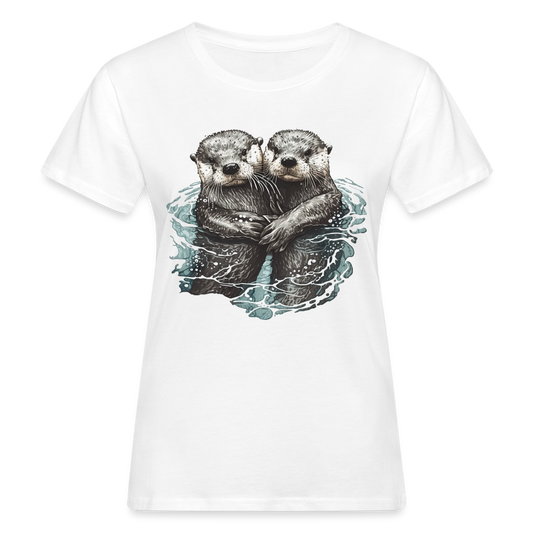 Frauen Bio-T-Shirt "Schwimmende Otter" - weiß