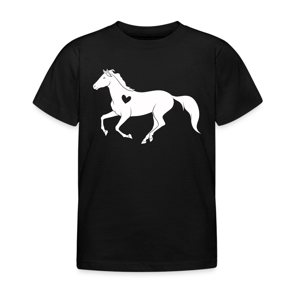 Kinder T-Shirt "Pferd mit Herz" - Schwarz