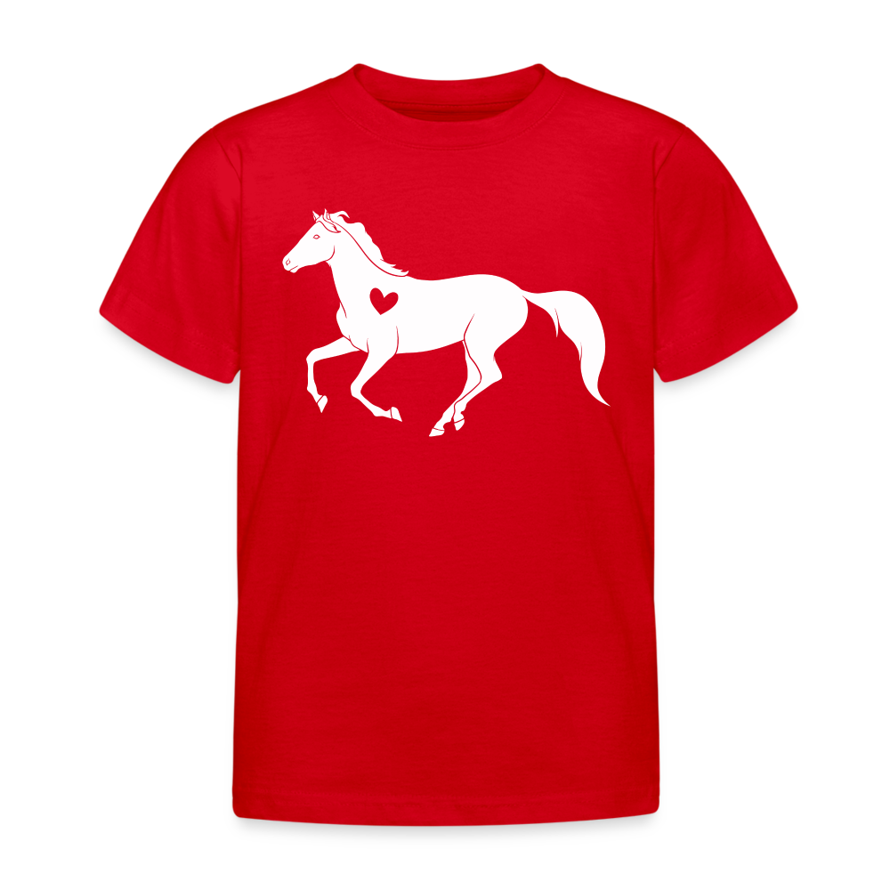 Kinder T-Shirt "Pferd mit Herz" - Rot