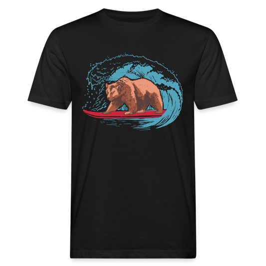Männer Bio T-Shirt "Surfender Bär" - Schwarz