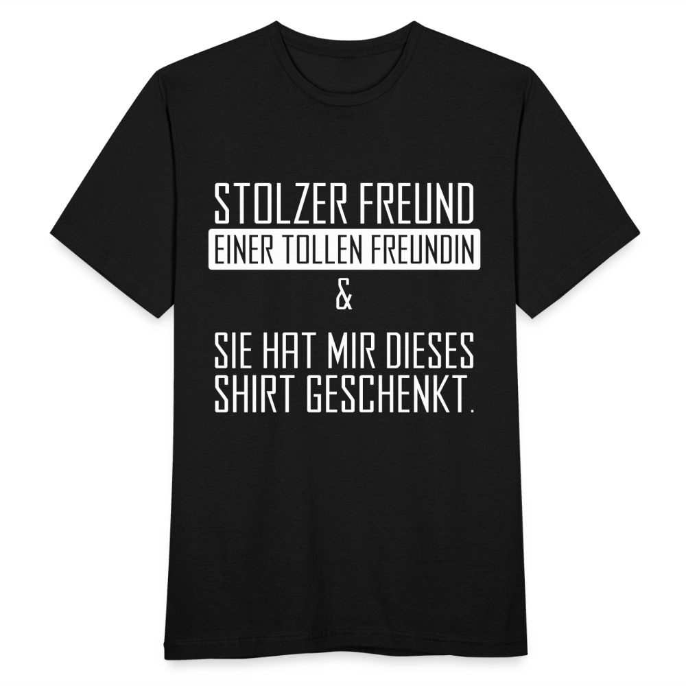 Männer T-Shirt "Stolzer Freund einer tollen Freundin..." - Schwarz