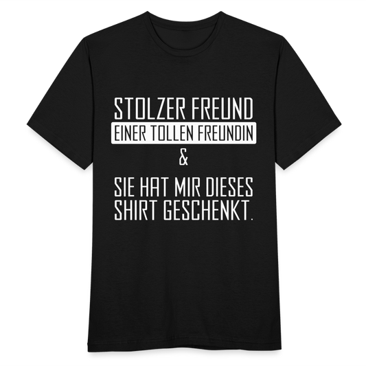 Männer T-Shirt "Stolzer Freund einer tollen Freundin..." - Schwarz